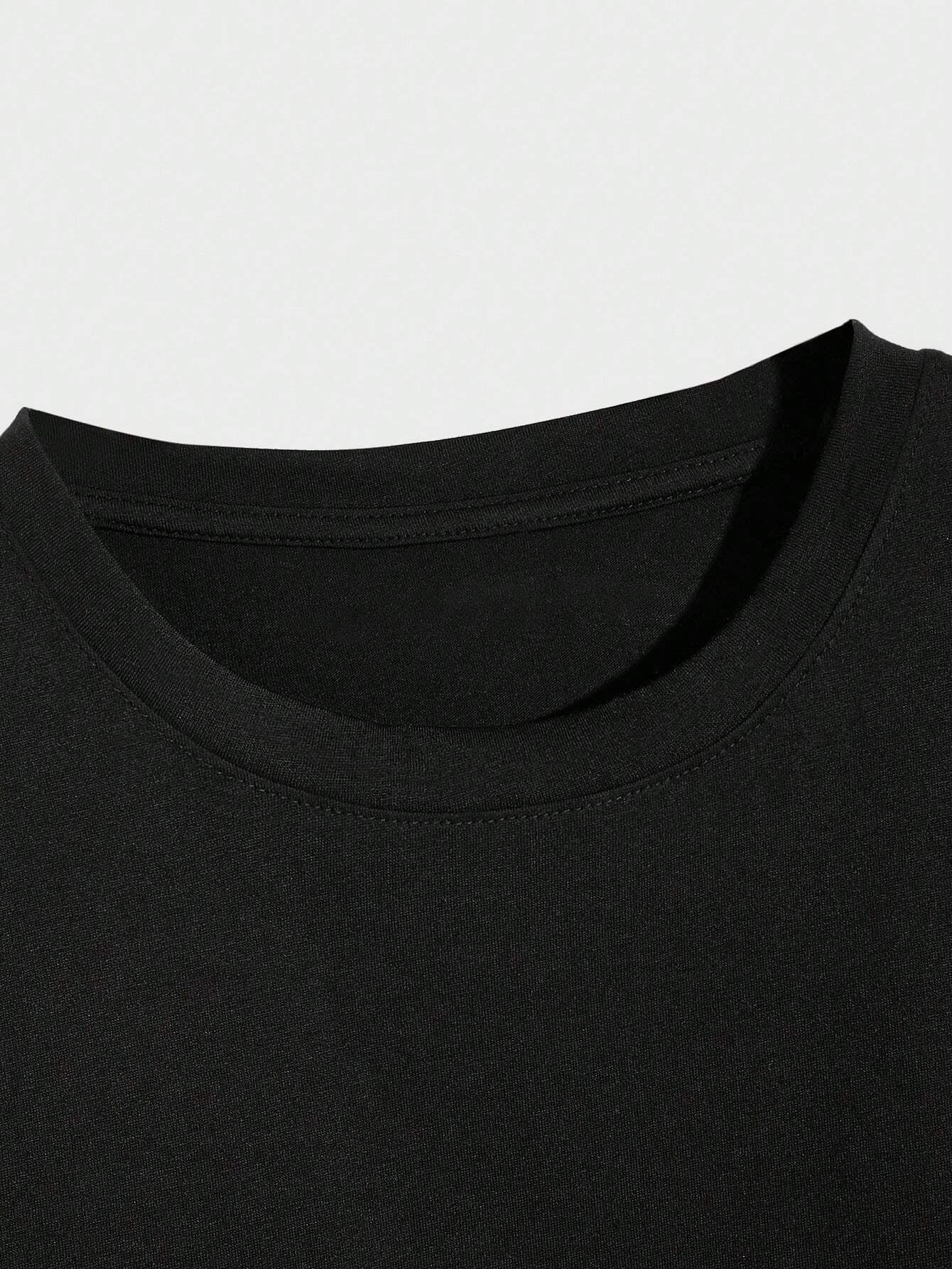 Men'S Letter & Dragon Print round Neck Casual Commuting T-Shirt