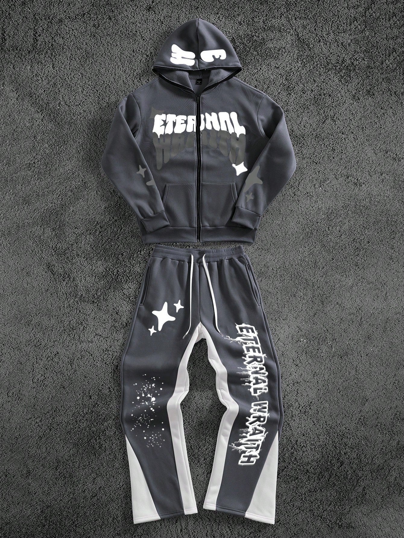 Manfinity 2pcs Printed Hoodie and Trackies
