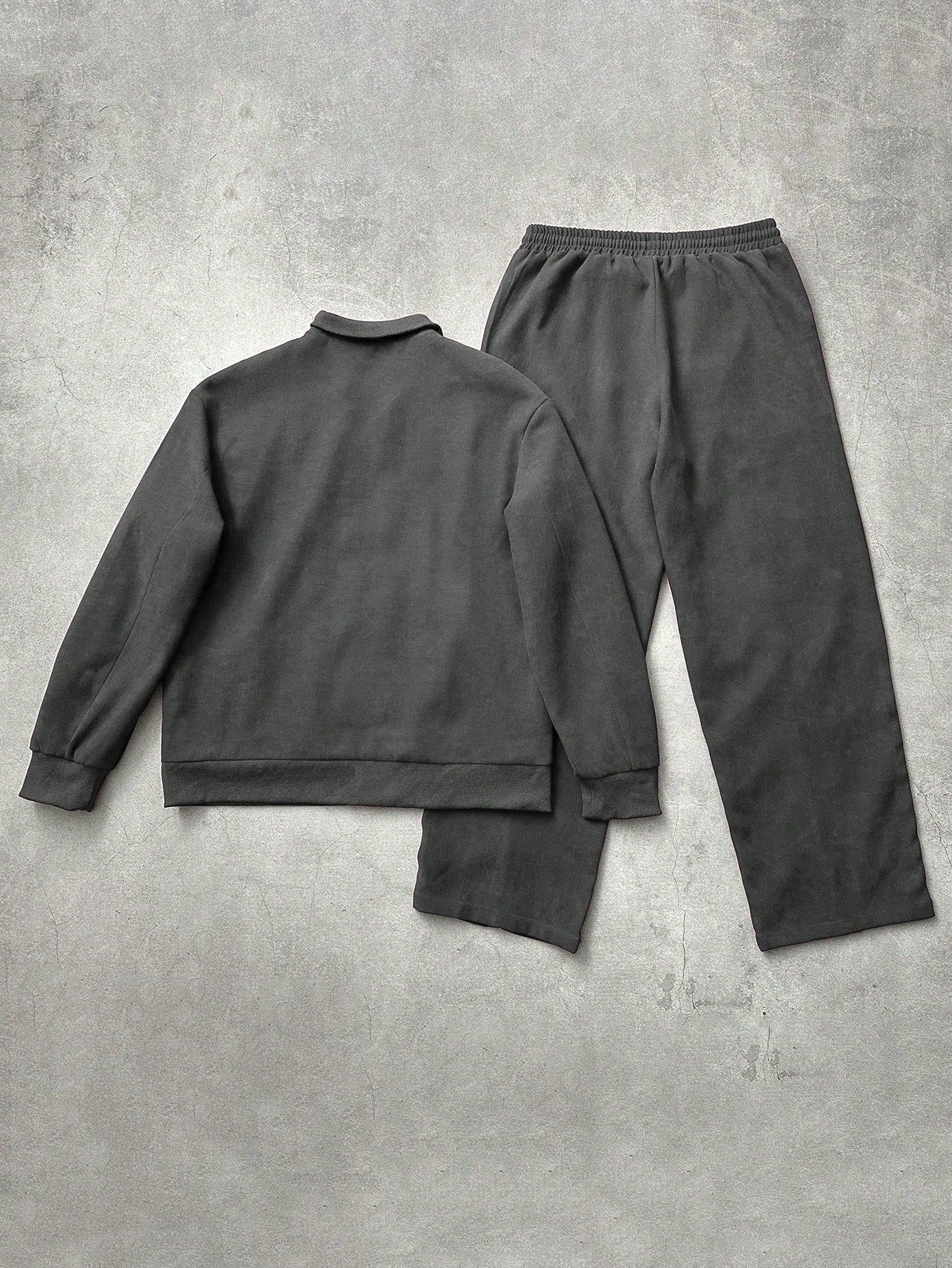 Manfinity Streetrush Men'S Contrast Color Collar Zip-Up Long Sleeve Jacket & Drawstring Long Pants Set Men S Track Suit Men Track Suit Set Men S 2 Pieces Outfit Men S Two Pieces Set Tracksuit