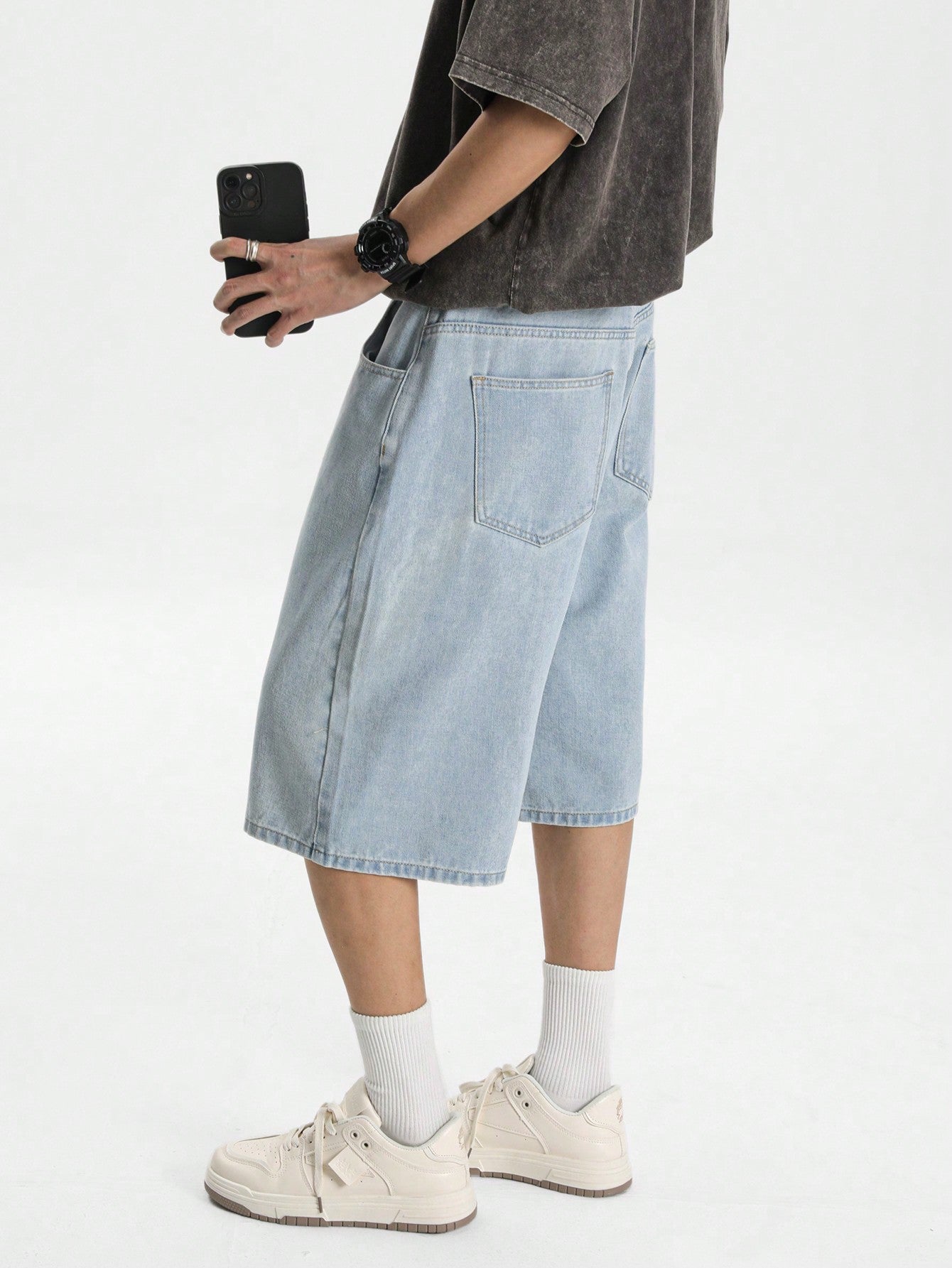Light Blue Washed Denim Jorts