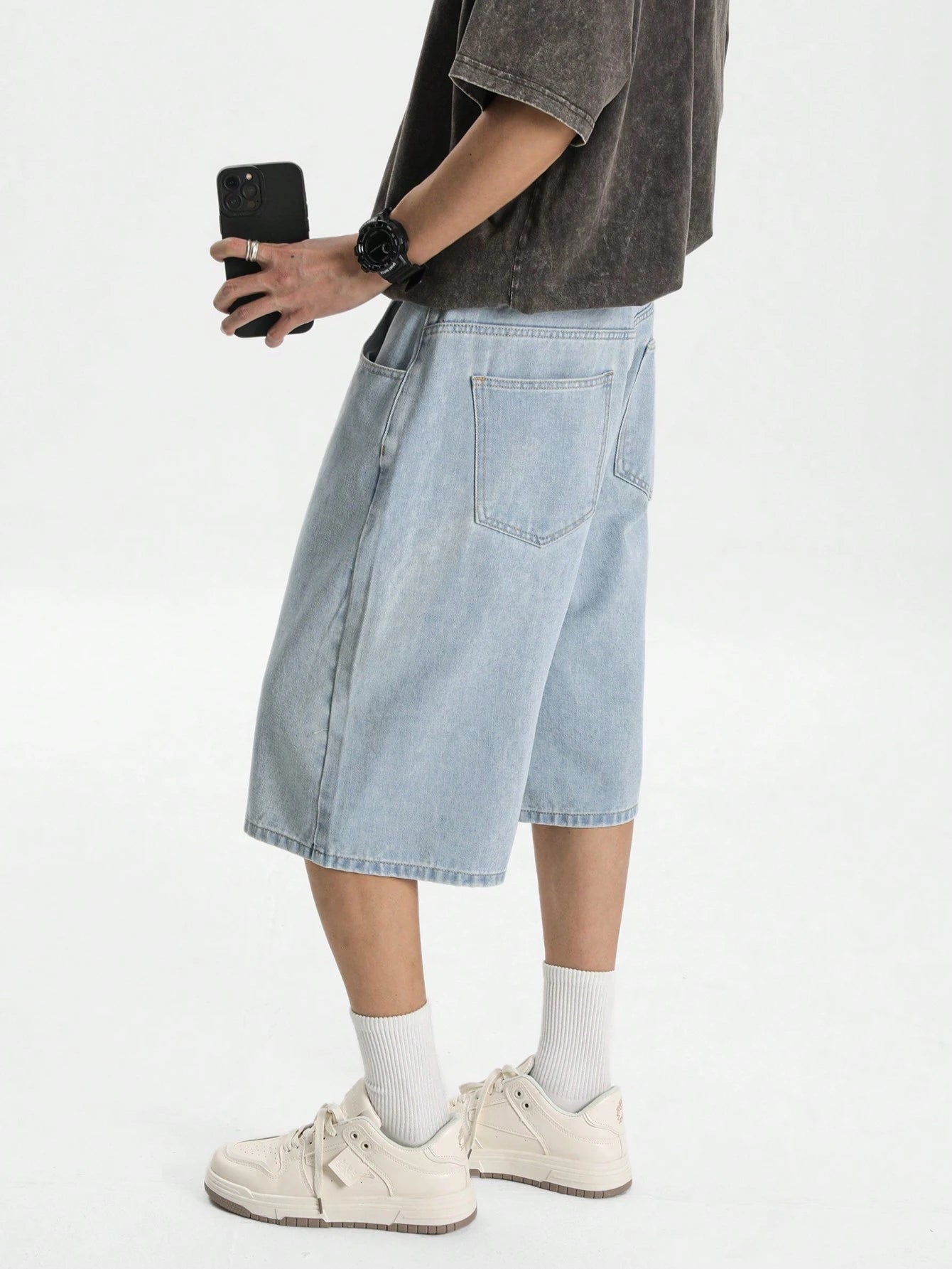 Light Blue Washed Denim Jorts