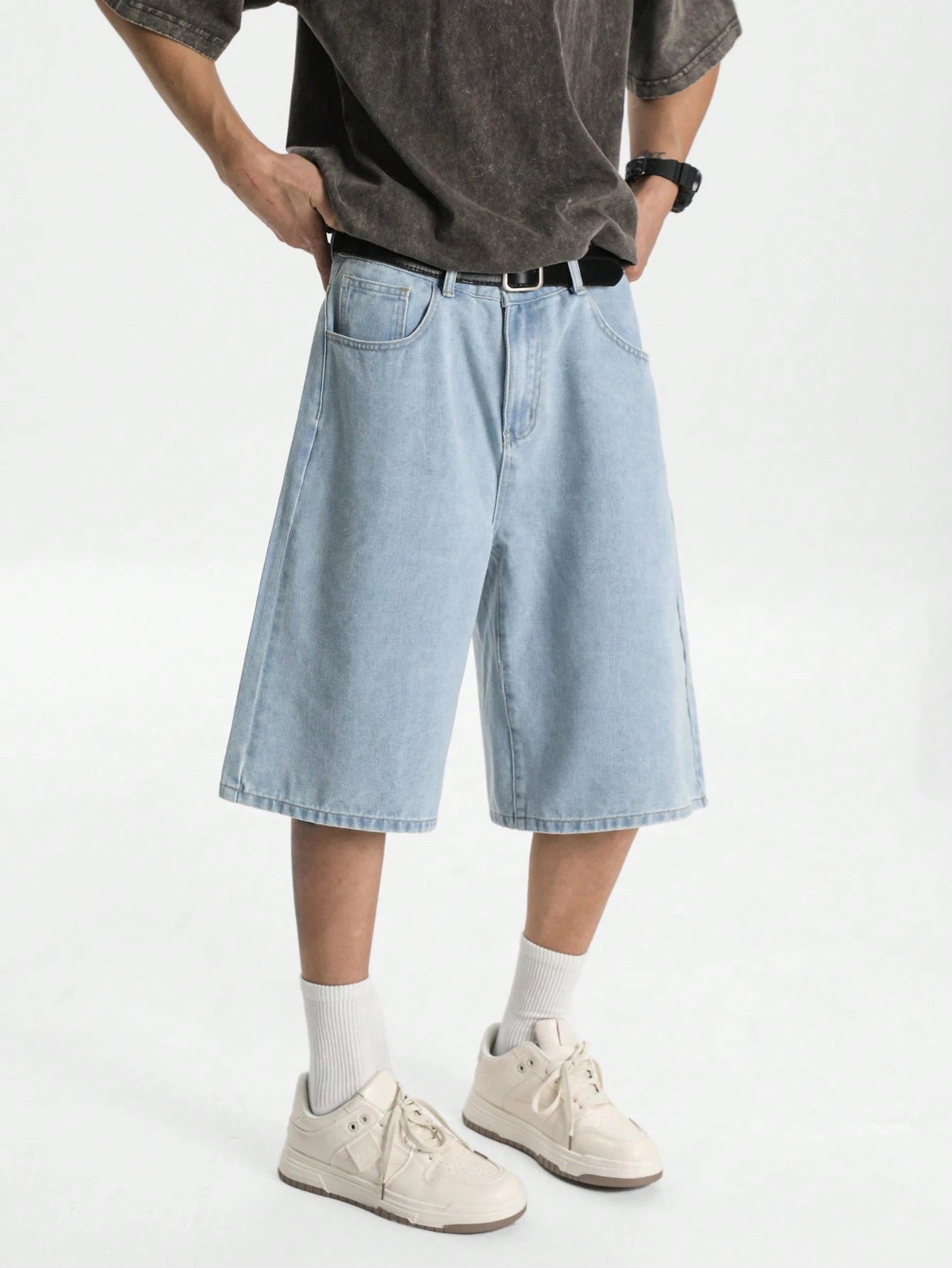 Light Blue Washed Denim Jorts