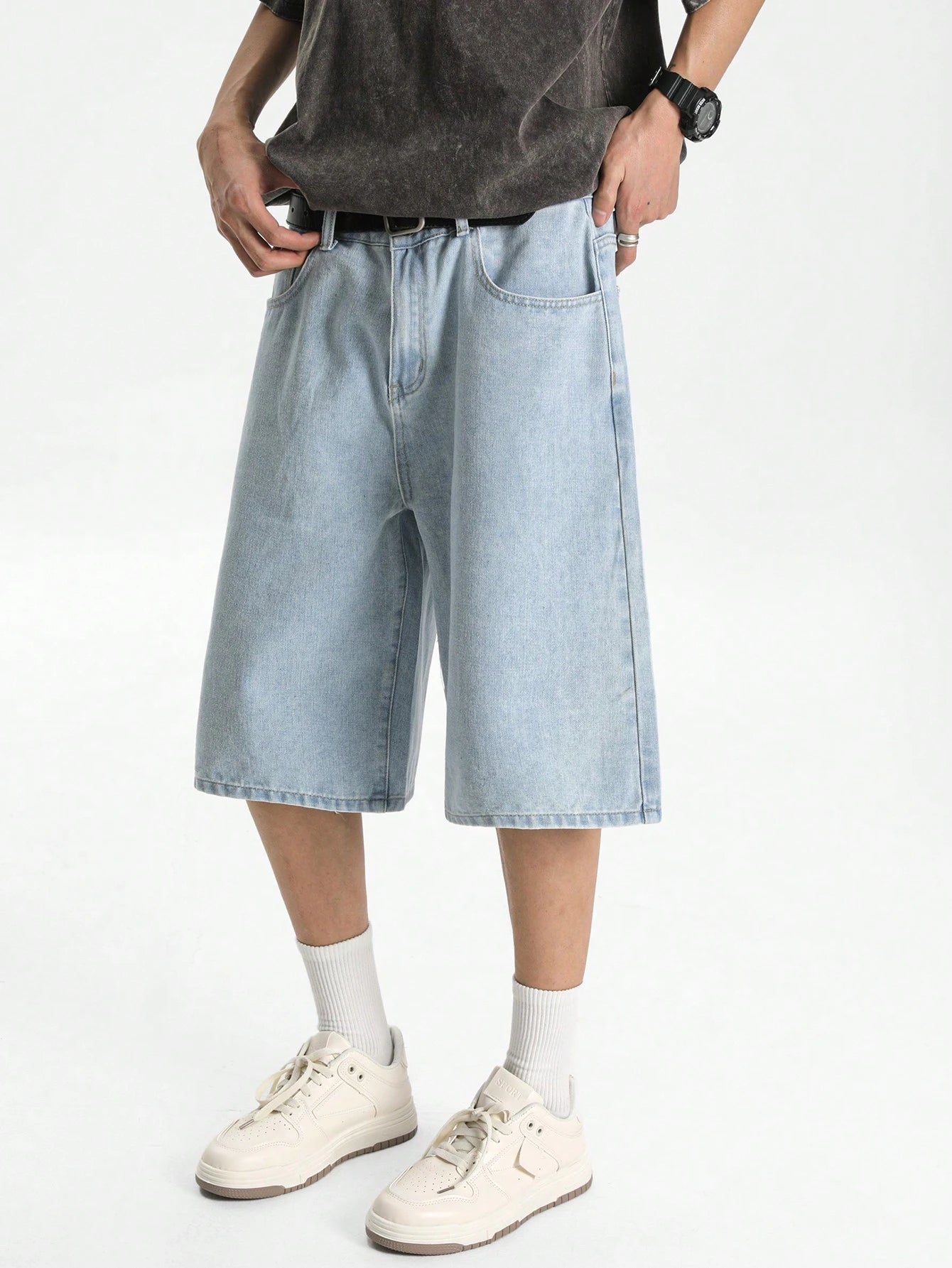 Light Blue Washed Denim Jorts