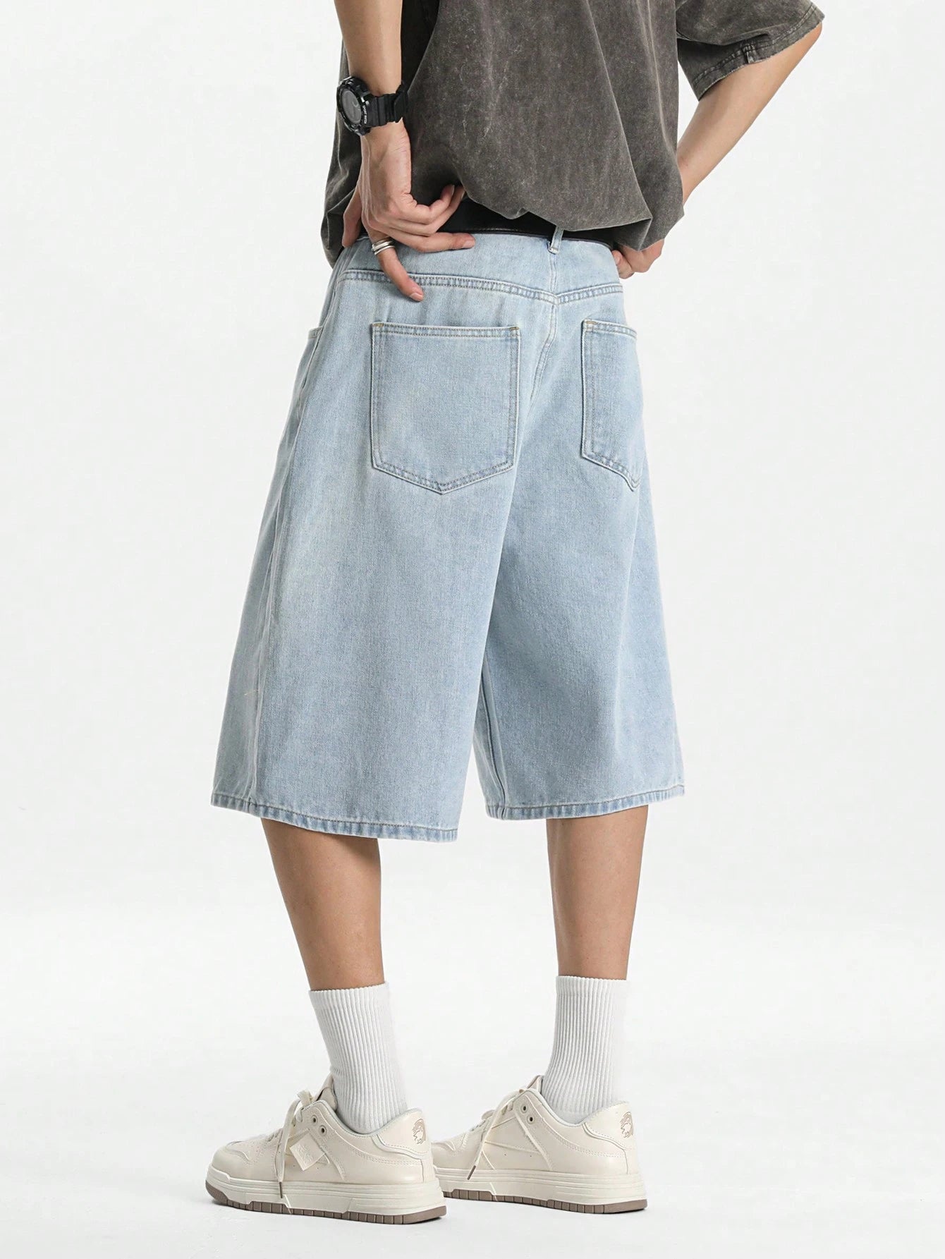 Light Blue Washed Denim Jorts