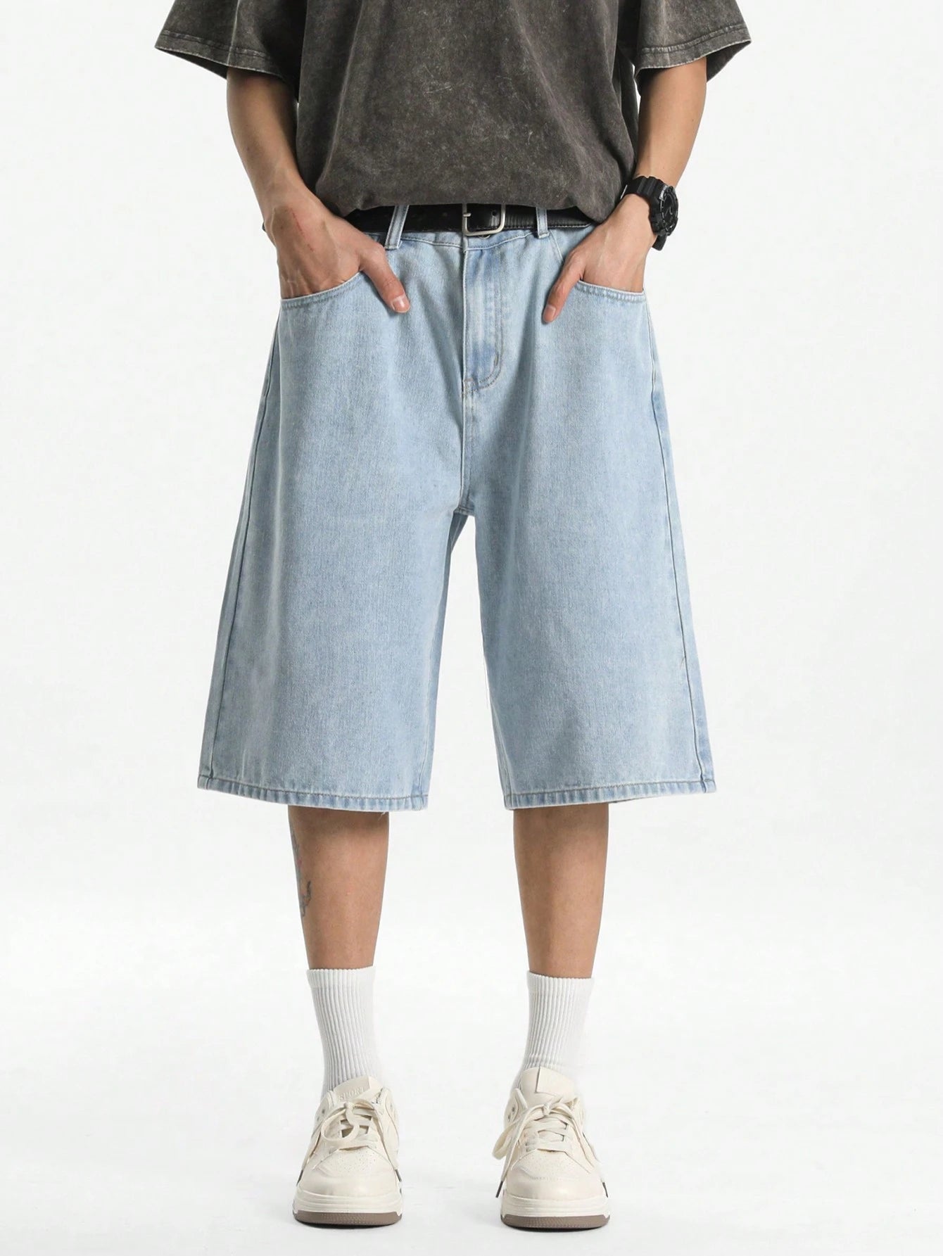 Light Blue Washed Denim Jorts