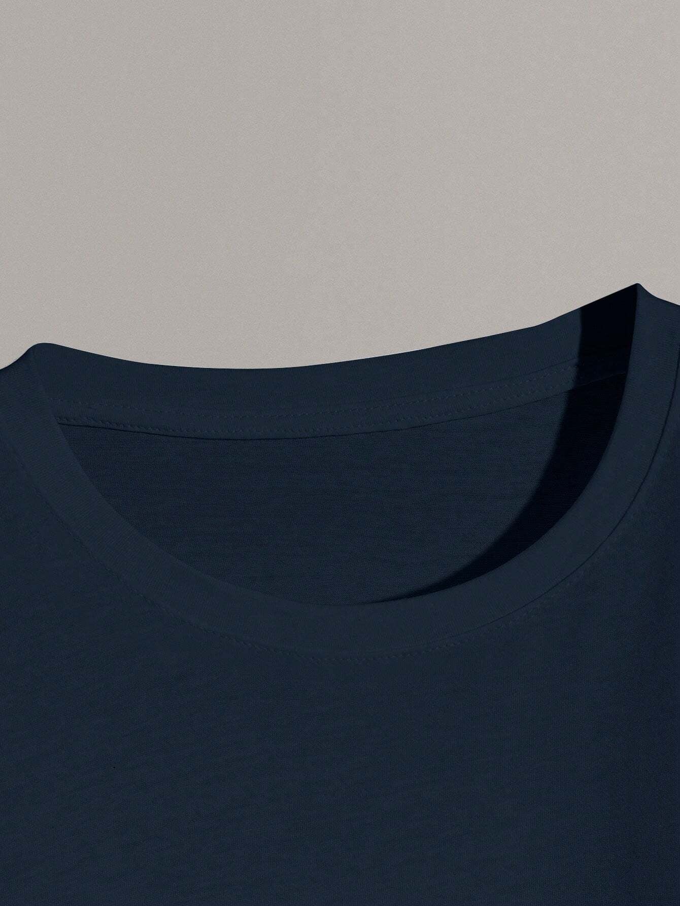 Men'S Letter & Dragon Print round Neck Casual Commuting T-Shirt
