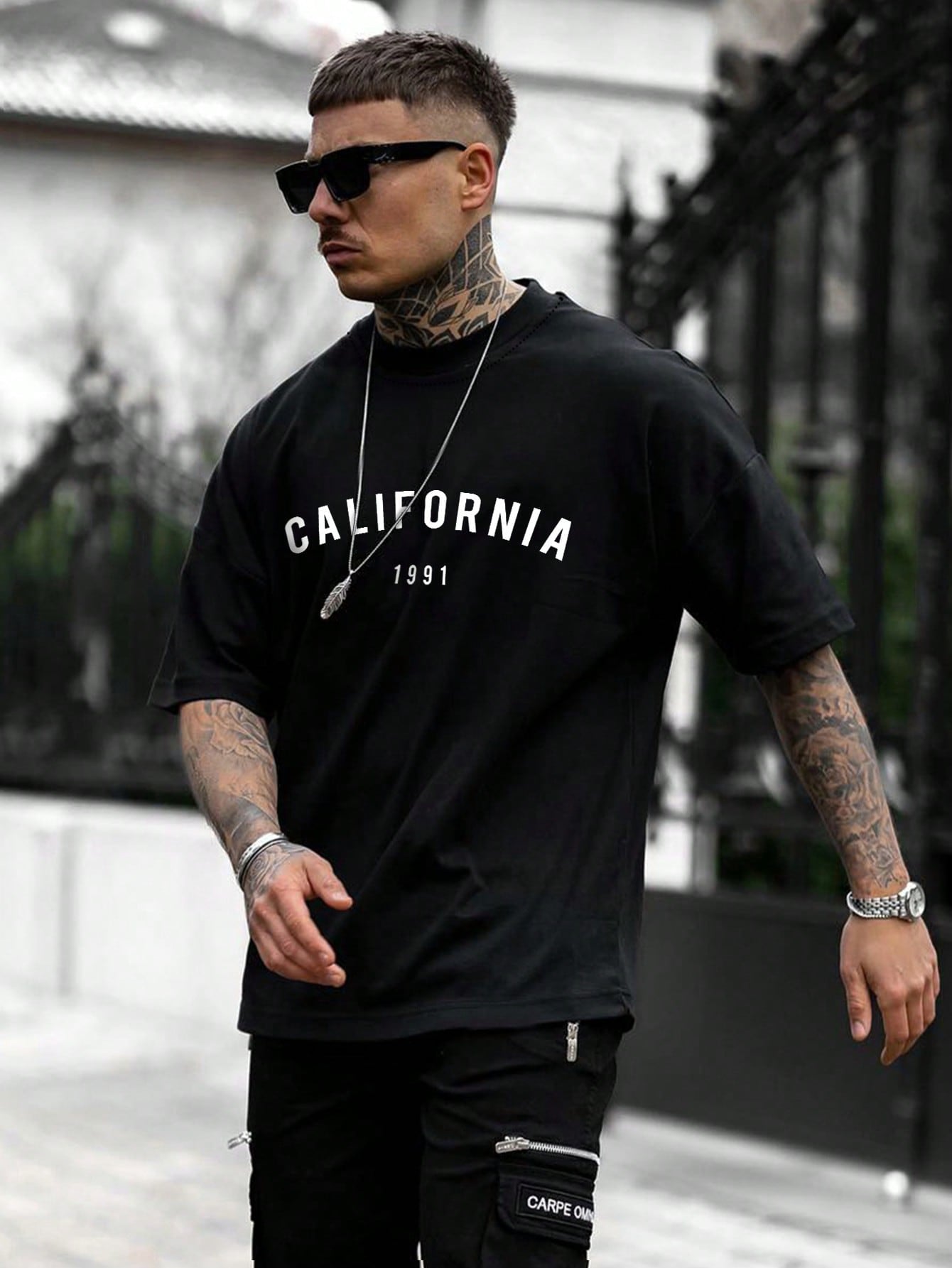 Men Letter Graphic Drop Shoulder Tee