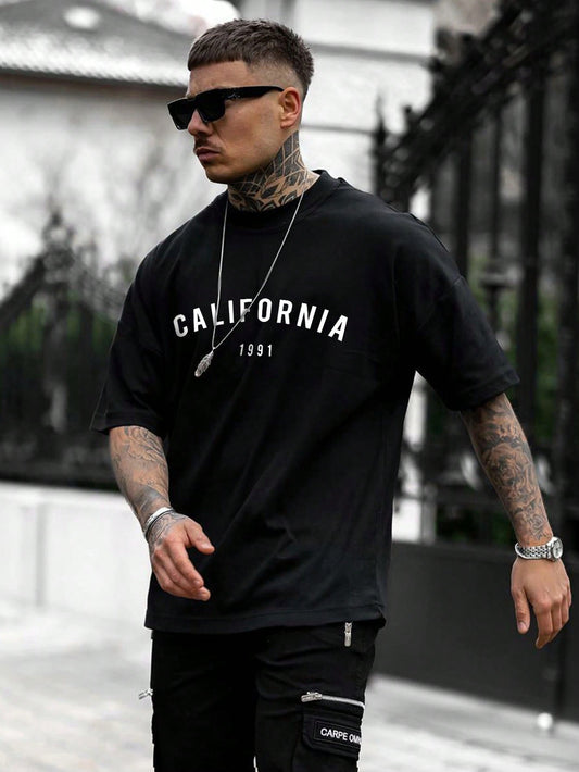 Men Letter Graphic Drop Shoulder Tee