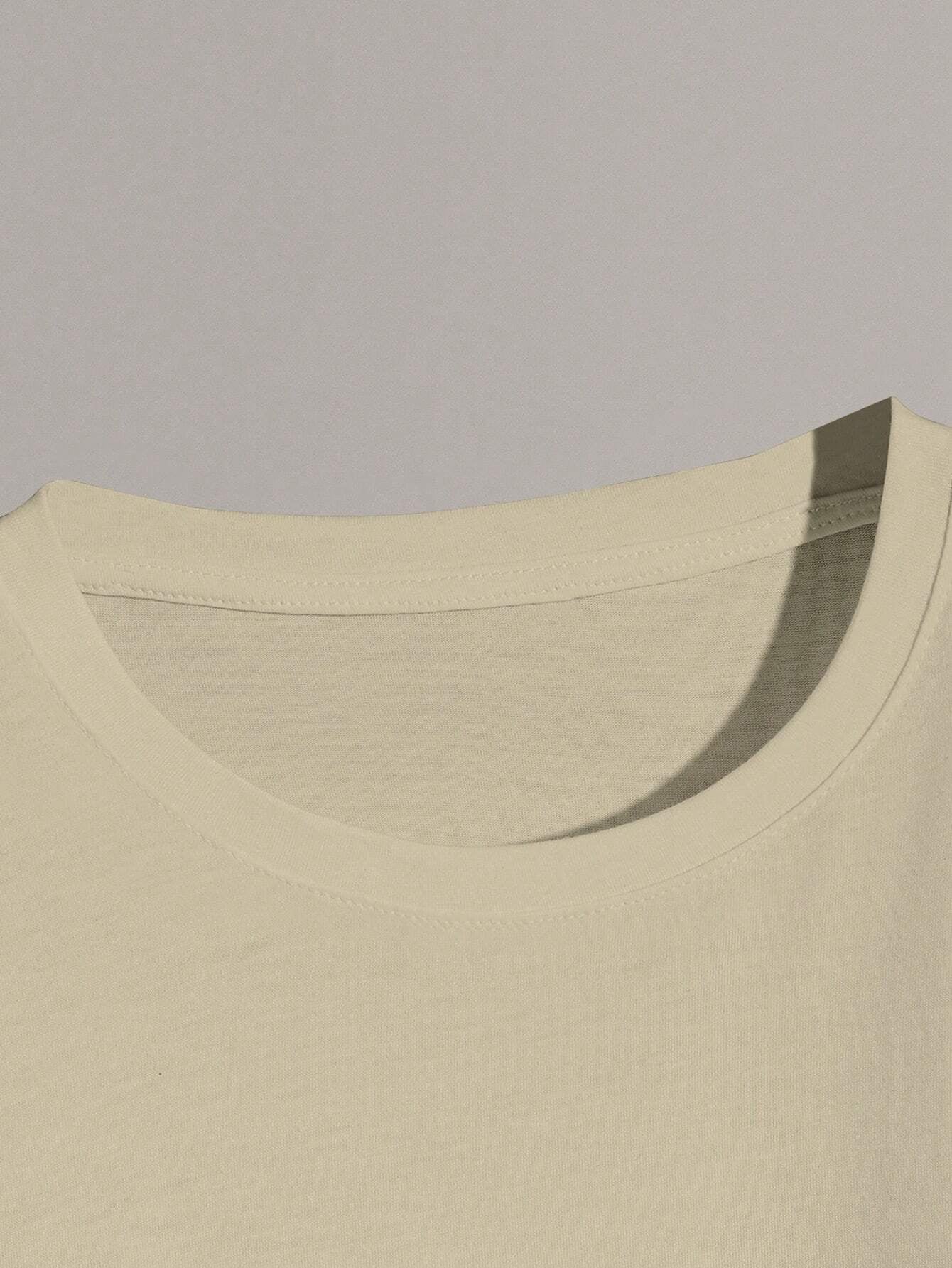 Men'S Letter & Dragon Print round Neck Casual Commuting T-Shirt