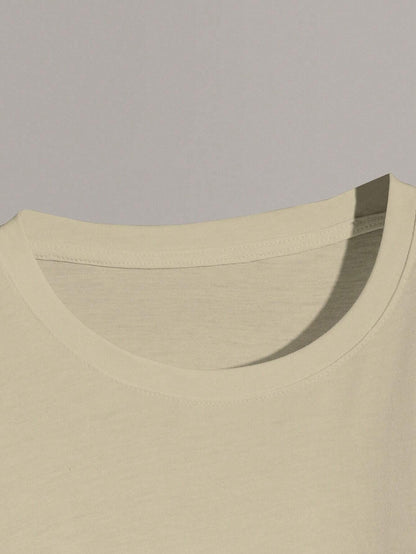 Men'S Letter & Dragon Print round Neck Casual Commuting T-Shirt