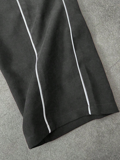Manfinity Streetrush Men'S Contrast Color Collar Zip-Up Long Sleeve Jacket & Drawstring Long Pants Set Men S Track Suit Men Track Suit Set Men S 2 Pieces Outfit Men S Two Pieces Set Tracksuit