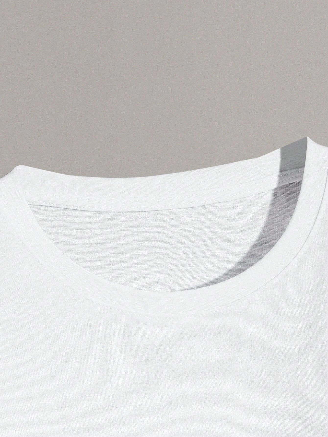 Men'S Letter & Dragon Print round Neck Casual Commuting T-Shirt