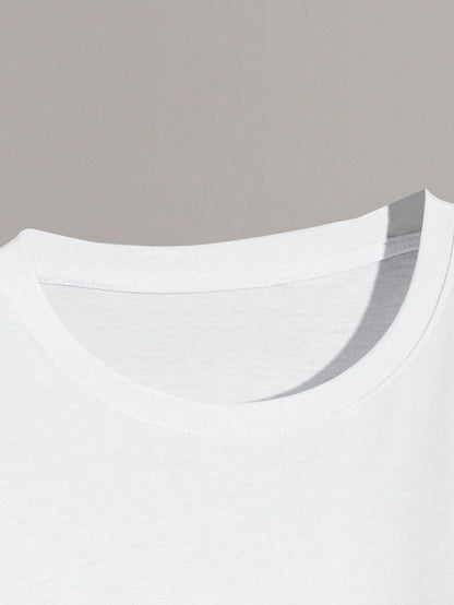Men'S Letter & Dragon Print round Neck Casual Commuting T-Shirt