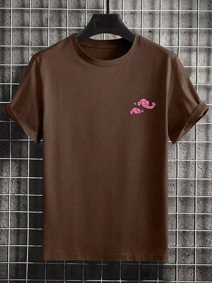Men'S Letter & Dragon Print round Neck Casual Commuting T-Shirt