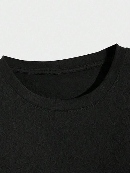 Men'S Letter & Dragon Print round Neck Casual Commuting T-Shirt