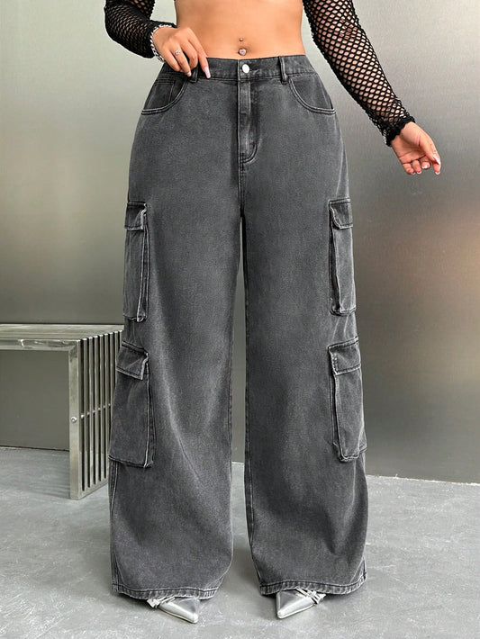 Womens Y2K Black Cargo Jeans