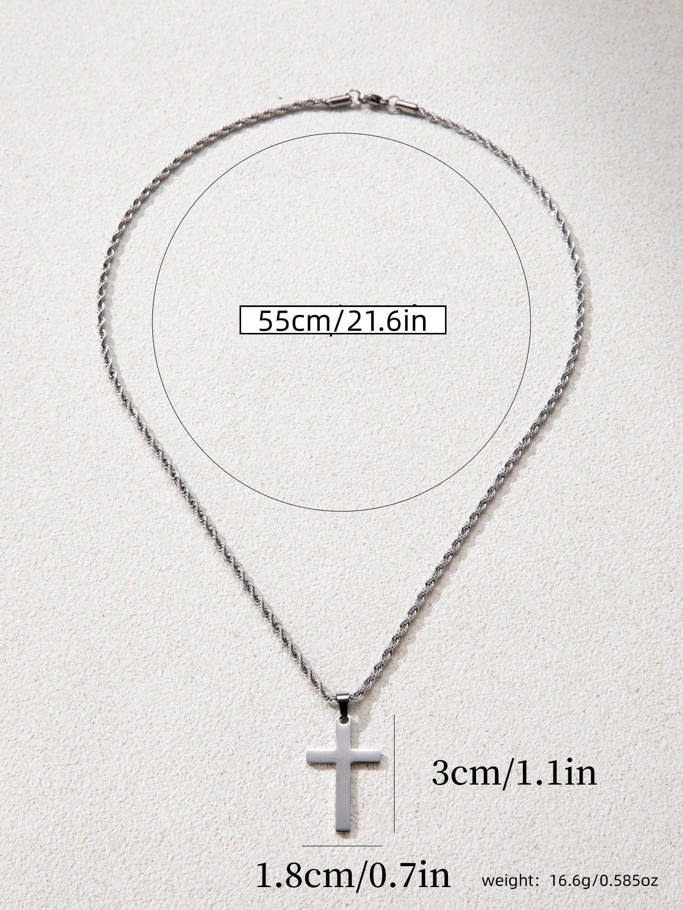1Pc New Arrival Stylish Stainless Steel & Titanium Steel Men'S Cross Pendant Necklace, Braided Chain, Suitable for Daily Wear and as a Gift