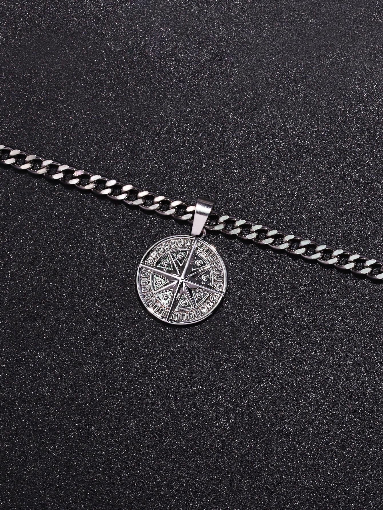 A3334 1Pc Punk Compass Pendant Men'S Necklace Hip Hop Jewelry