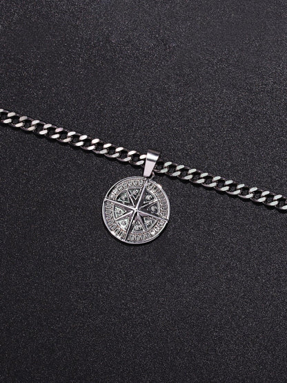 A3334 1Pc Punk Compass Pendant Men'S Necklace Hip Hop Jewelry