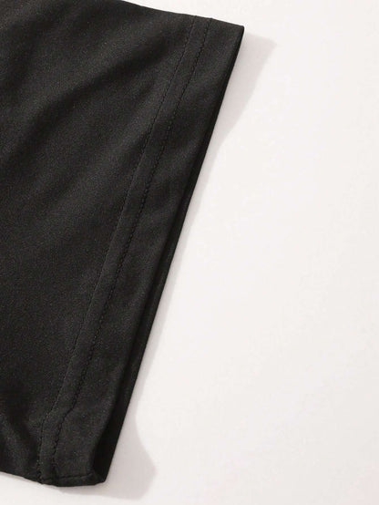 Men'S Fashionable Street Graphic Print Loose Fit Black Short Sleeve T-Shirt