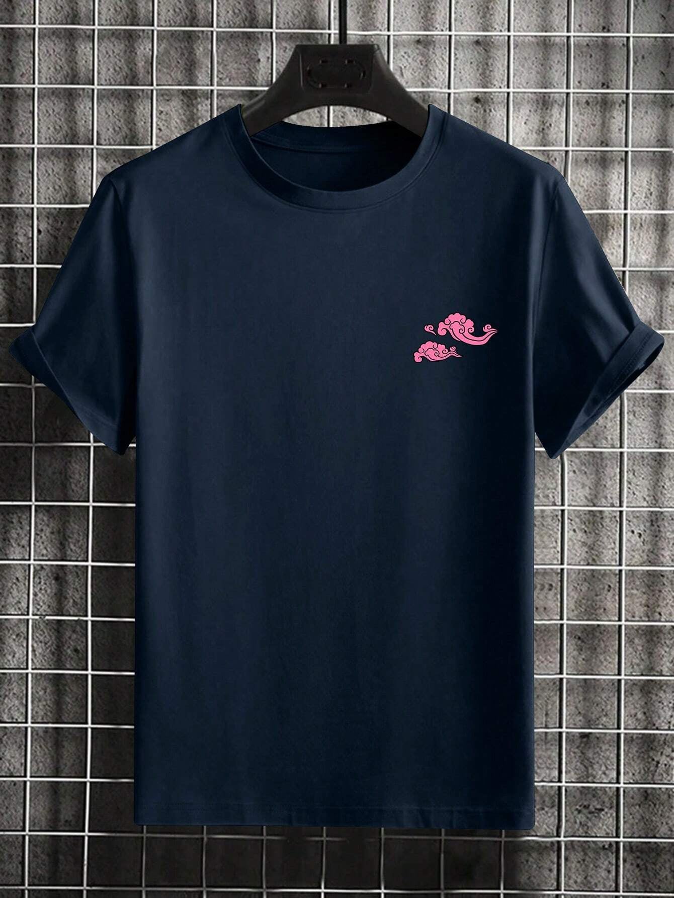 Men'S Letter & Dragon Print round Neck Casual Commuting T-Shirt