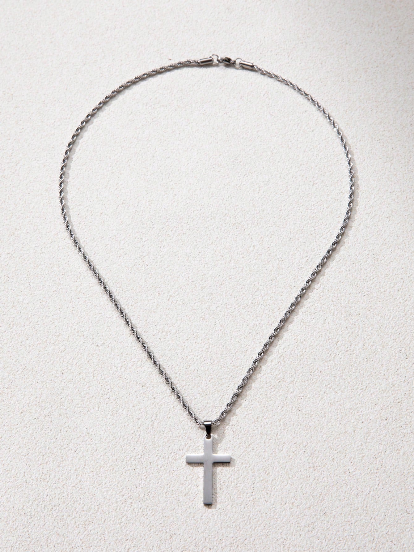 1Pc New Arrival Stylish Stainless Steel & Titanium Steel Men'S Cross Pendant Necklace, Braided Chain, Suitable for Daily Wear and as a Gift