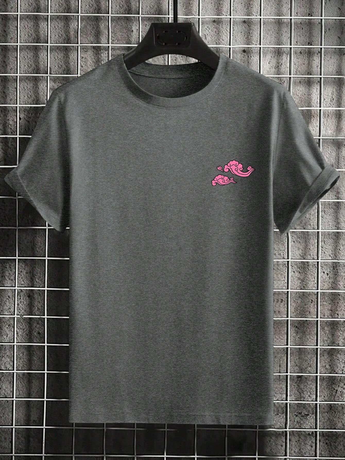 Men'S Letter & Dragon Print round Neck Casual Commuting T-Shirt