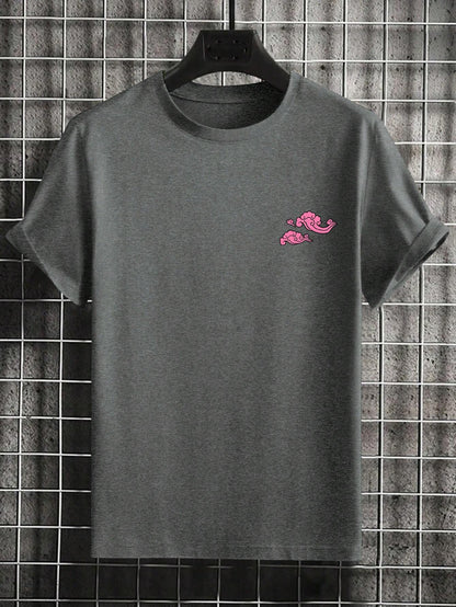 Men'S Letter & Dragon Print round Neck Casual Commuting T-Shirt