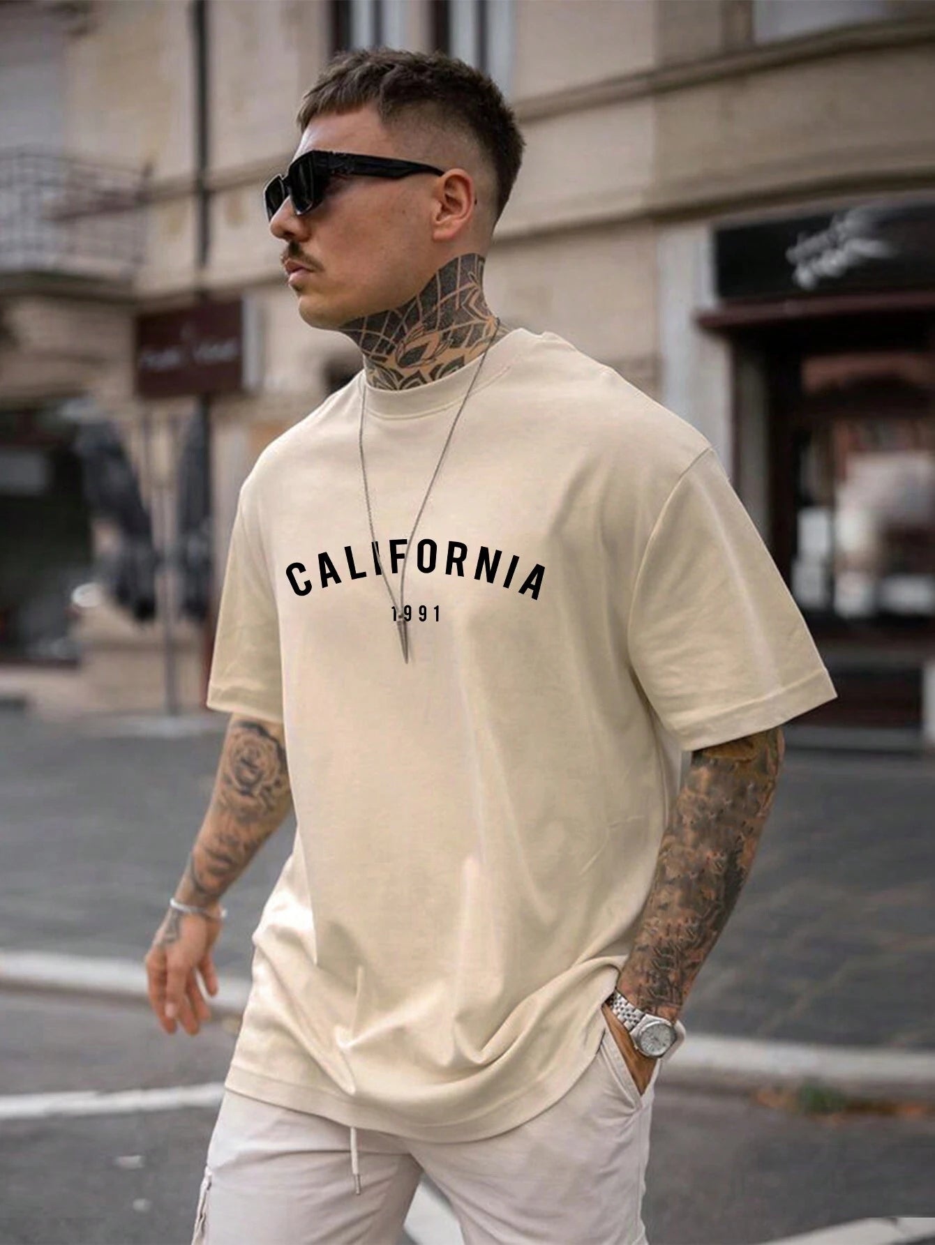 Men Letter Graphic Drop Shoulder Tee