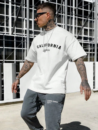 Men Letter Graphic Drop Shoulder Tee