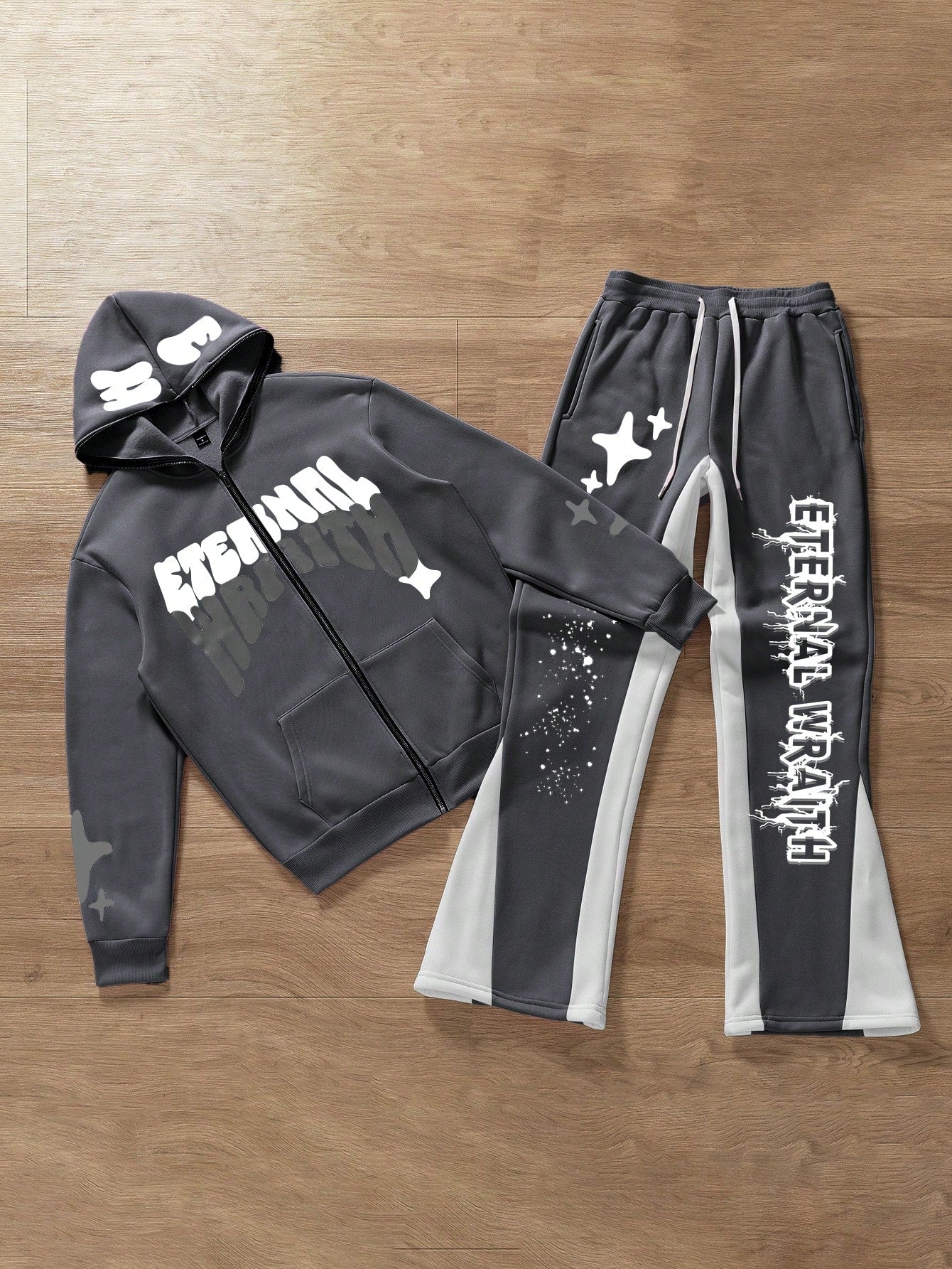 Manfinity 2pcs Printed Hoodie and Trackies