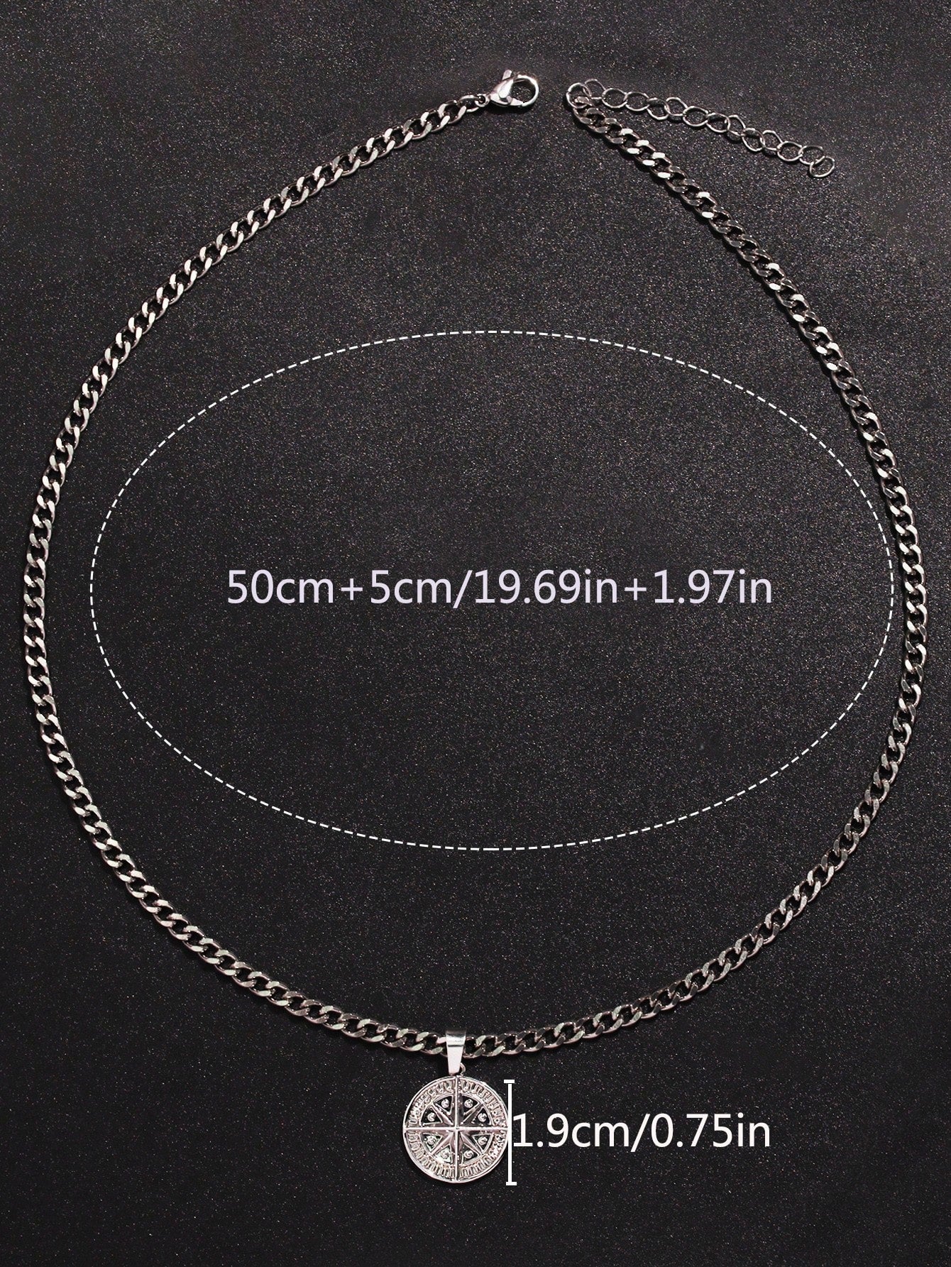 A3334 1Pc Punk Compass Pendant Men'S Necklace Hip Hop Jewelry