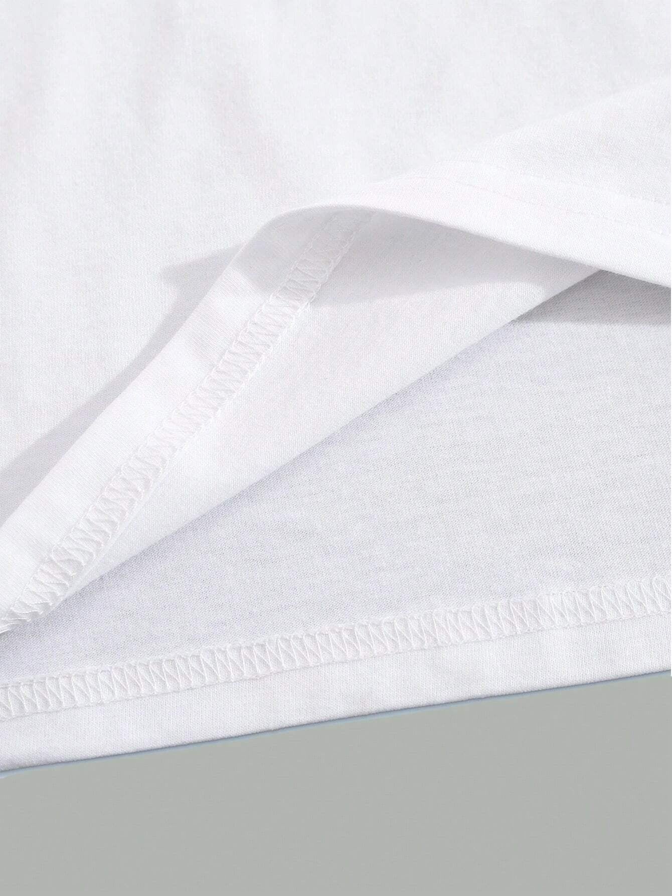 Men'S Letter & Dragon Print round Neck Casual Commuting T-Shirt