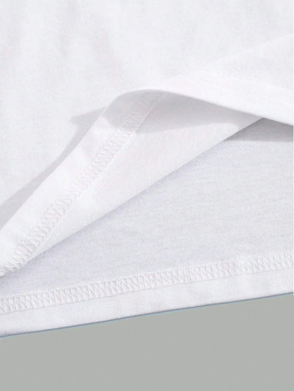 Men'S Letter & Dragon Print round Neck Casual Commuting T-Shirt