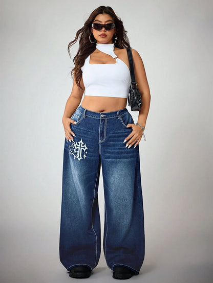 Womens Y2K Vintage Washed Baggy Jeans