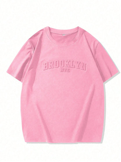 Mens Letter Embossed T-Shirt