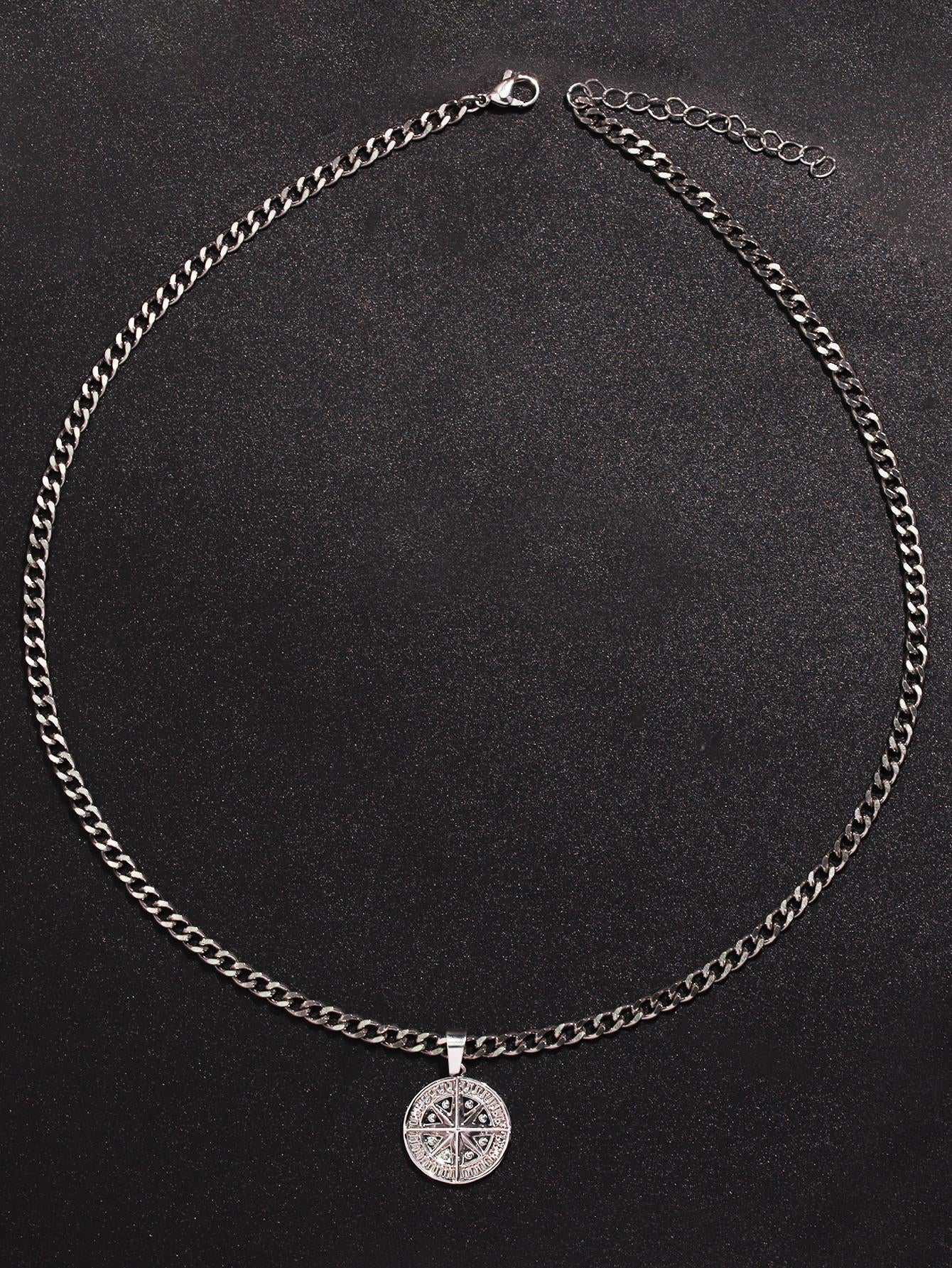 A3334 1Pc Punk Compass Pendant Men'S Necklace Hip Hop Jewelry