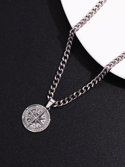 A3334 1Pc Punk Compass Pendant Men'S Necklace Hip Hop Jewelry