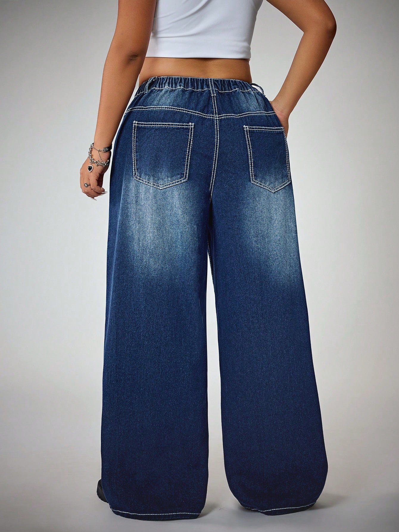 Womens Y2K Vintage Washed Baggy Jeans