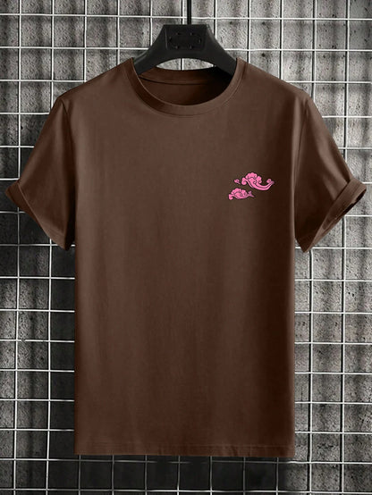 Men'S Letter & Dragon Print round Neck Casual Commuting T-Shirt