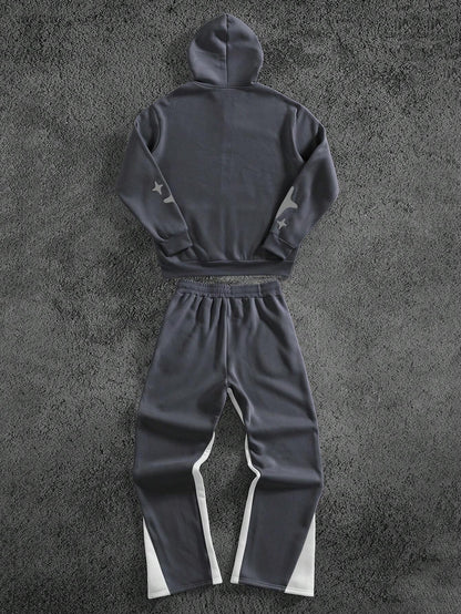 Manfinity Streetrush Men'S Letter Print Hoodie & Sweatpants 2 Pieces Set Men Graphics Sweatsuits