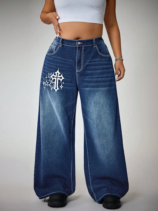 Womens Y2K Vintage Washed Baggy Jeans