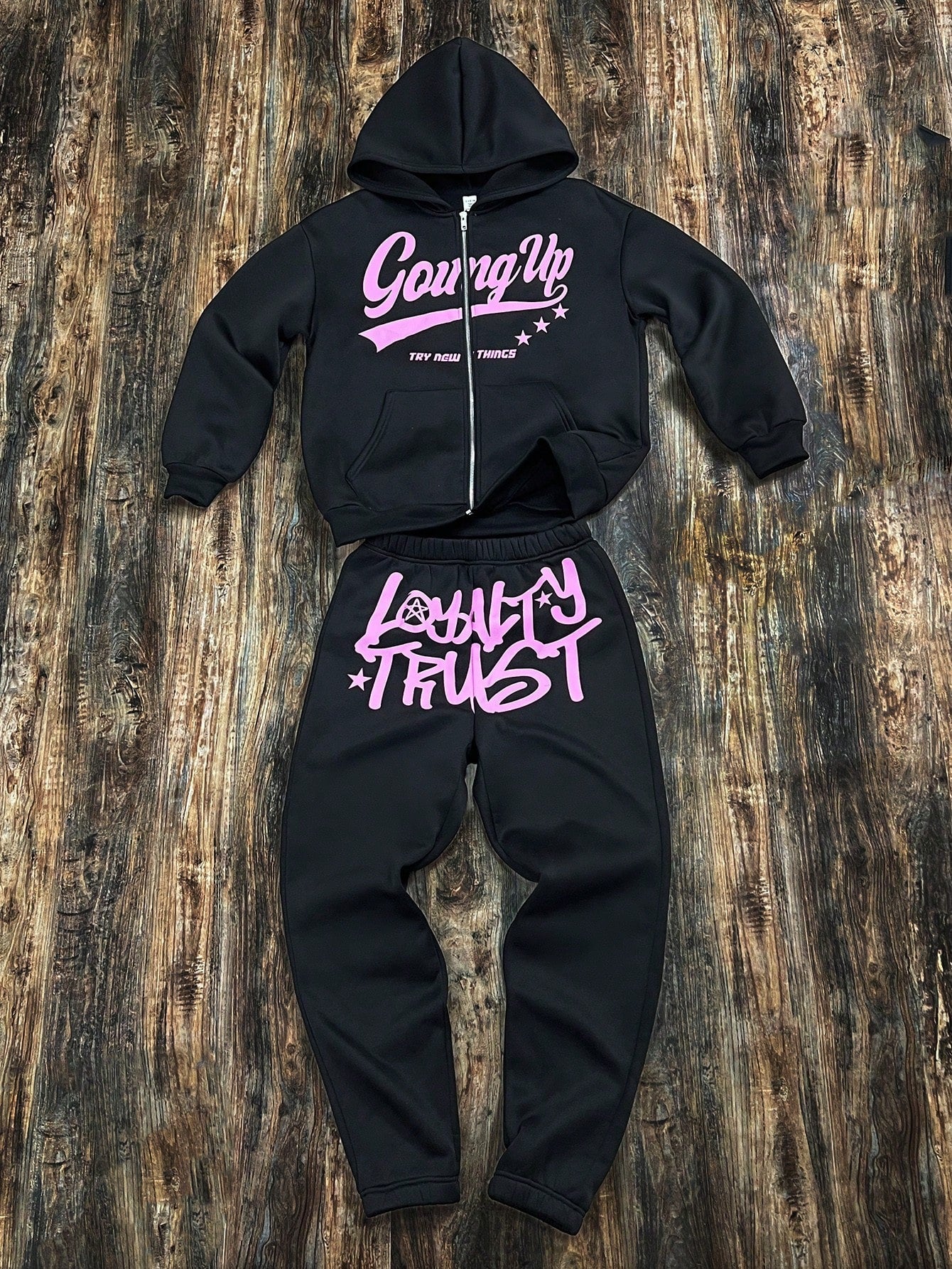 2Pcs Graphic Hoodie and Trackies