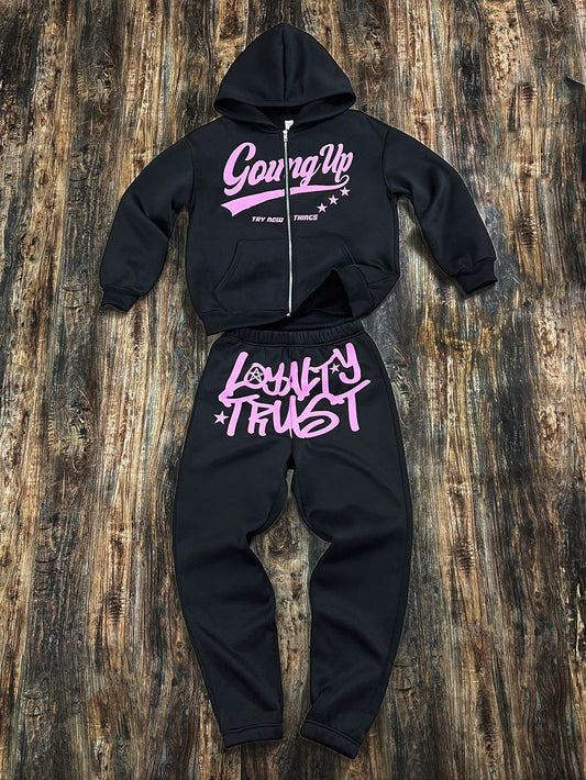 2Pcs Graphic Hoodie and Trackies