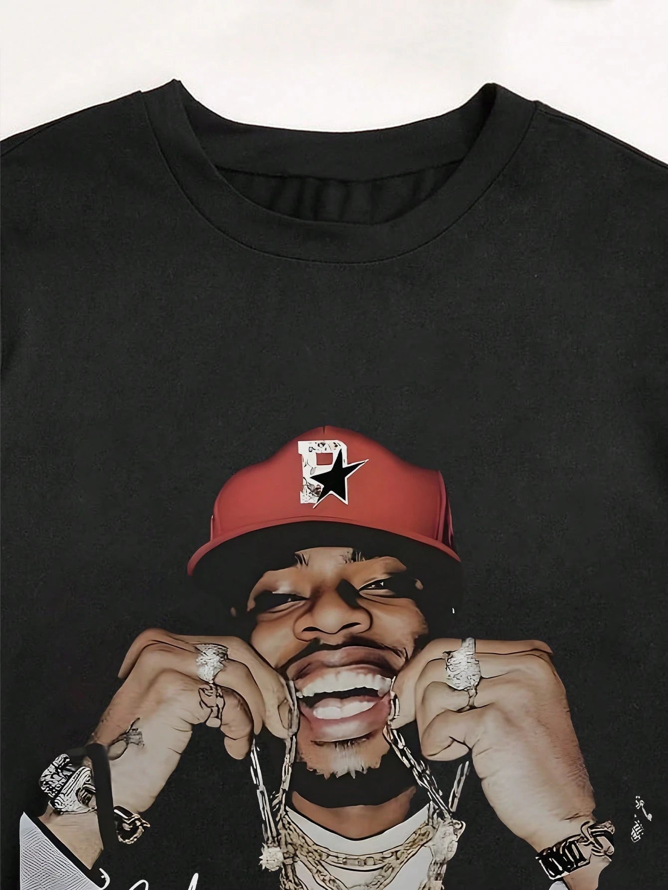 INAWLY Street Style Portrait Print Casual Knit Pullover Crew Neck Short Sleeve T-Shirt, Unisex